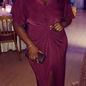 XL Twist front plunge dress with mid split